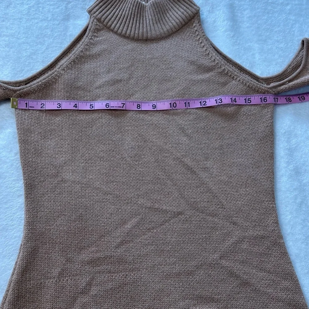 Jonathan Simkhai Loopy Yarn Cold Shoulder Pullover Tan  Turtleneck Sweater